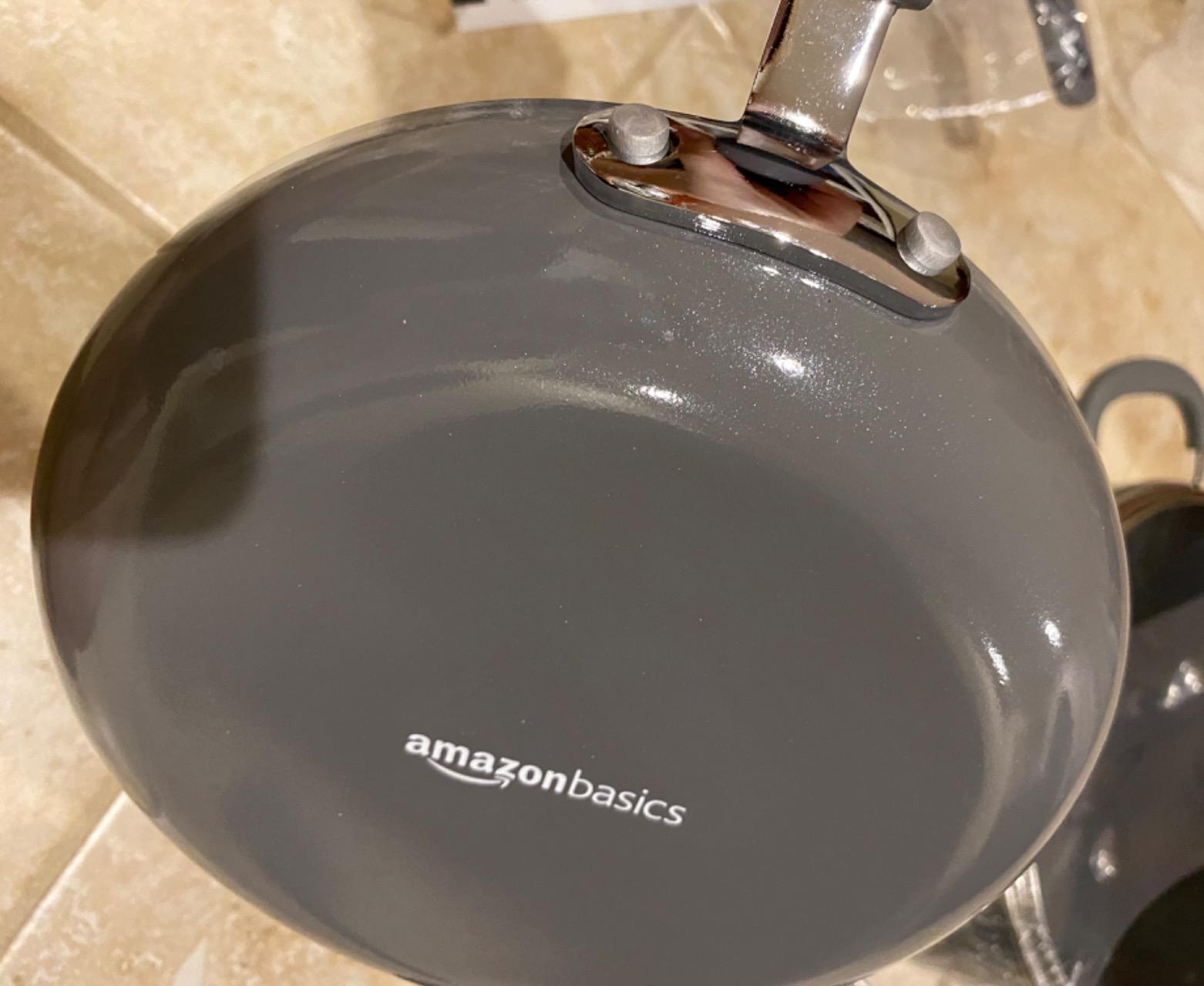 Amazon Basics Non-Stick Cookware Set, Pots and Pans with Lids, Hard Anodized Aluminum, Dishwasher Safe, Oven Safe, Black, 12-Piece customer photo 1