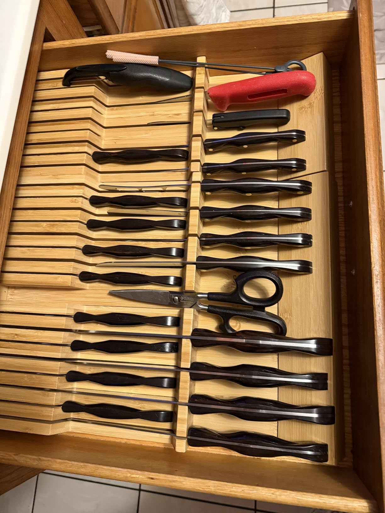 Utoplike In-drawer Knife Block Bamboo Kitchen Knives Drawer Organizer Large customer photo 2