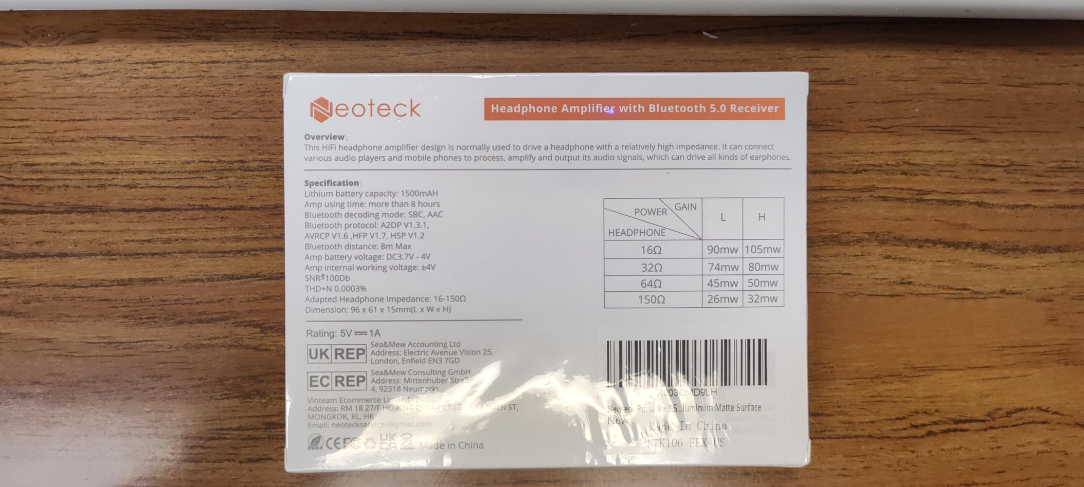 Neoteck Headphone Amplifier Bluetooth 5.0 Headphone Amp 16-300Ω customer photo 2
