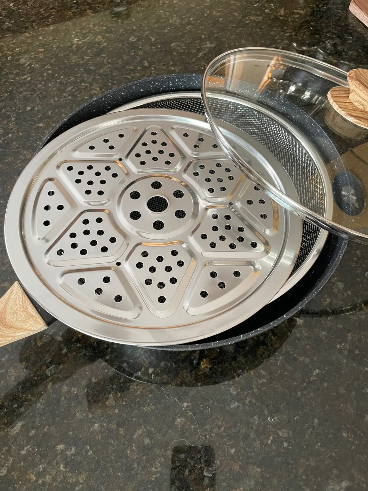 MICHELANGELO 12 Inch Wok Set - Woks & Stir-Fry Pans Nonstick Wok Pan with Lid, Induction Wok with Ergonomic Handle, Stainless Steel Steamer, Fryer Basket, Black customer photo 1