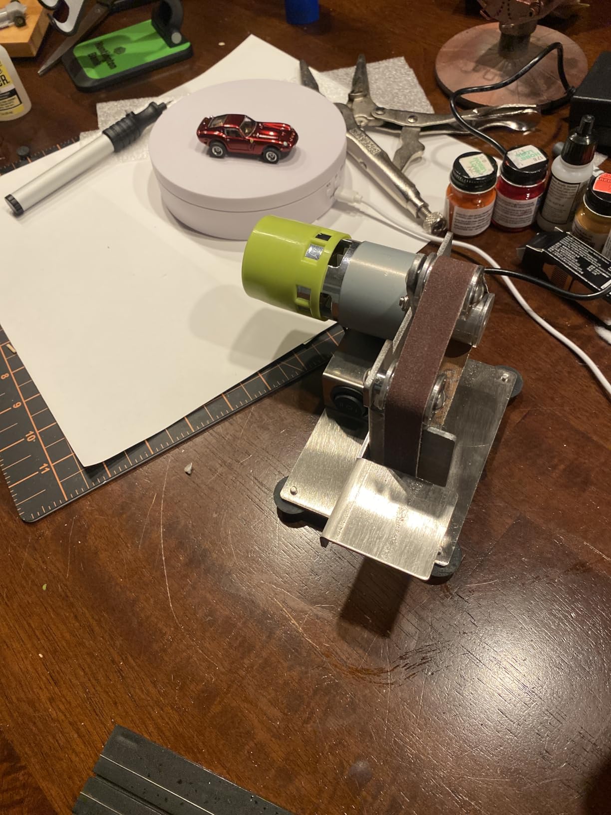 Mini Belt Sander Knife Sharpener,110V Electric Grinder with 7 Speed Control customer photo 1