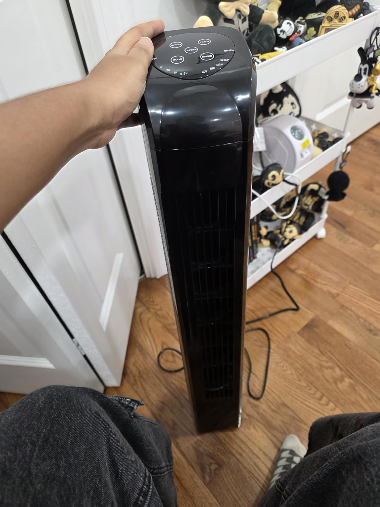 Uthfy Oscillating Bladeless Tower Fan with Remote, Quiet Cooling Portable, Electric Standing Floor Fan with 3 Wind Speeds 3 Modes for Bedroom,Indoor,Office and Home Use, 30