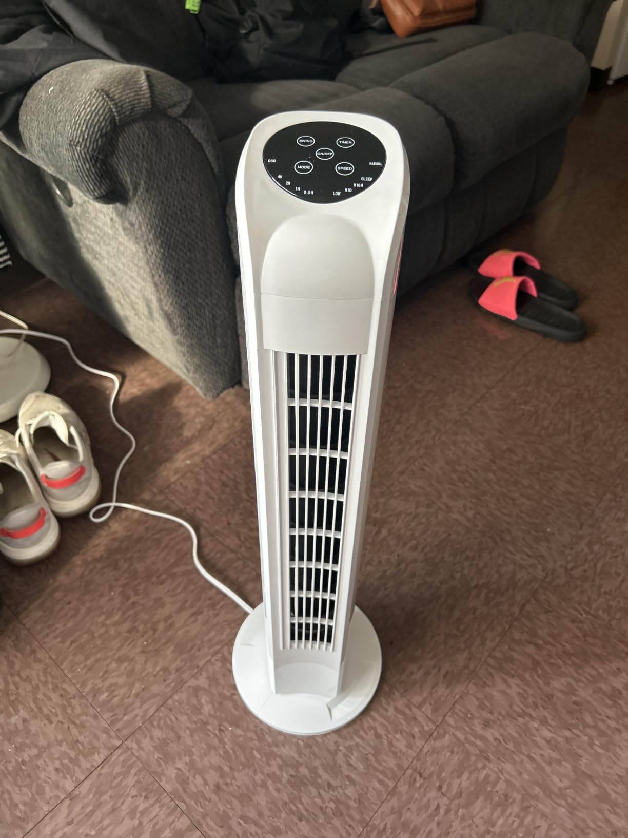Uthfy Oscillating Bladeless Tower Fan with Remote, Quiet Cooling Portable, Electric Standing Floor Fan with 3 Wind Speeds 3 Modes for Bedroom,Indoor,Office and Home Use, 30