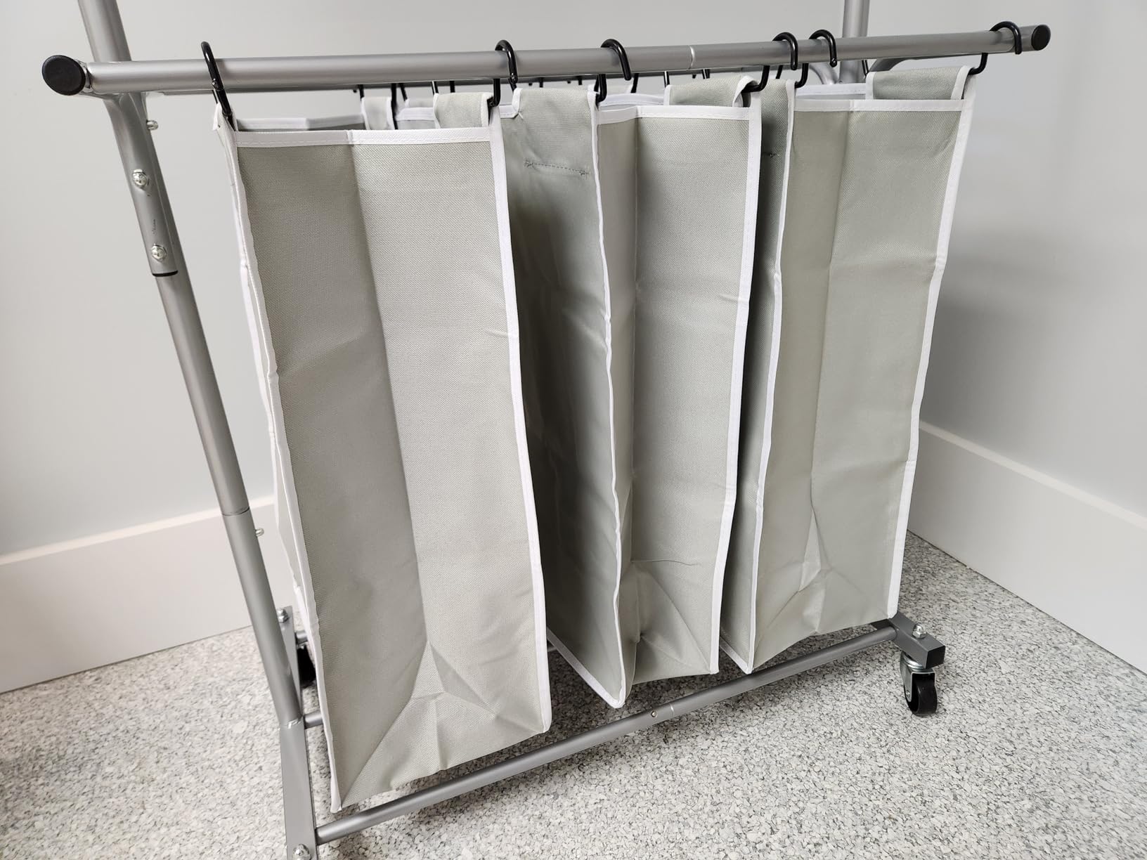 Simple Houseware Laundry Sorter Cart with Hanging Rod, Silver customer photo 1