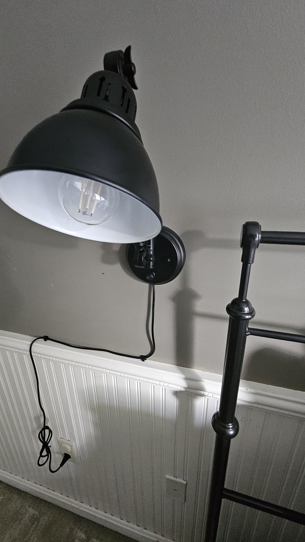 GOODATE Plug in Wall Sconces, Wall Sconce Lighting with Dimmable On Off Switch, Swing Arm Wall Lamp, Black Metal Industrial Wall Light Fixtures, Safety E26 Base, 6FT Plug in Cord customer photo 1