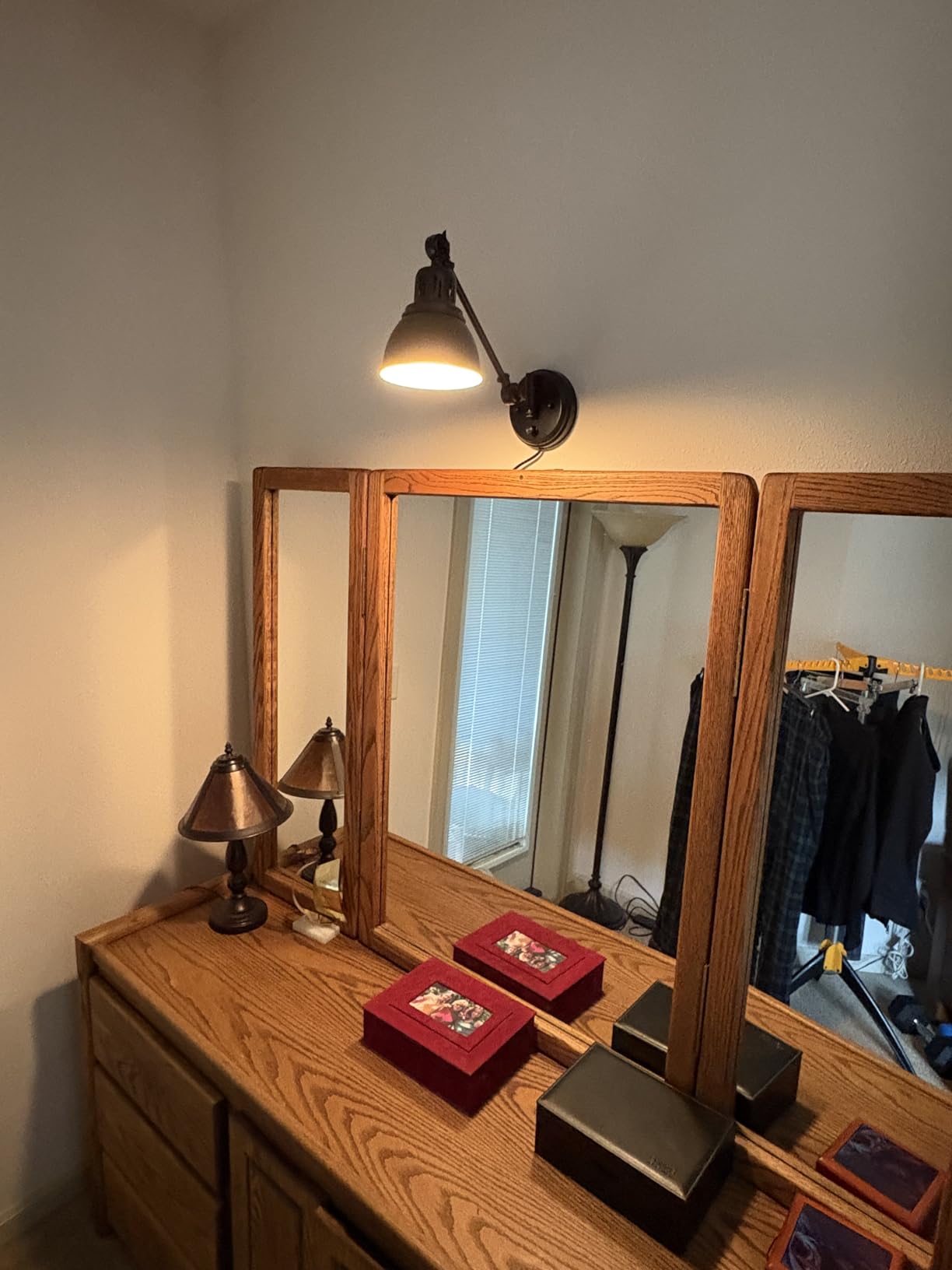 GOODATE Plug in Wall Sconces, Wall Sconce Lighting with Dimmable On Off Switch, Swing Arm Wall Lamp, Black Metal Industrial Wall Light Fixtures, Safety E26 Base, 6FT Plug in Cord customer photo 2