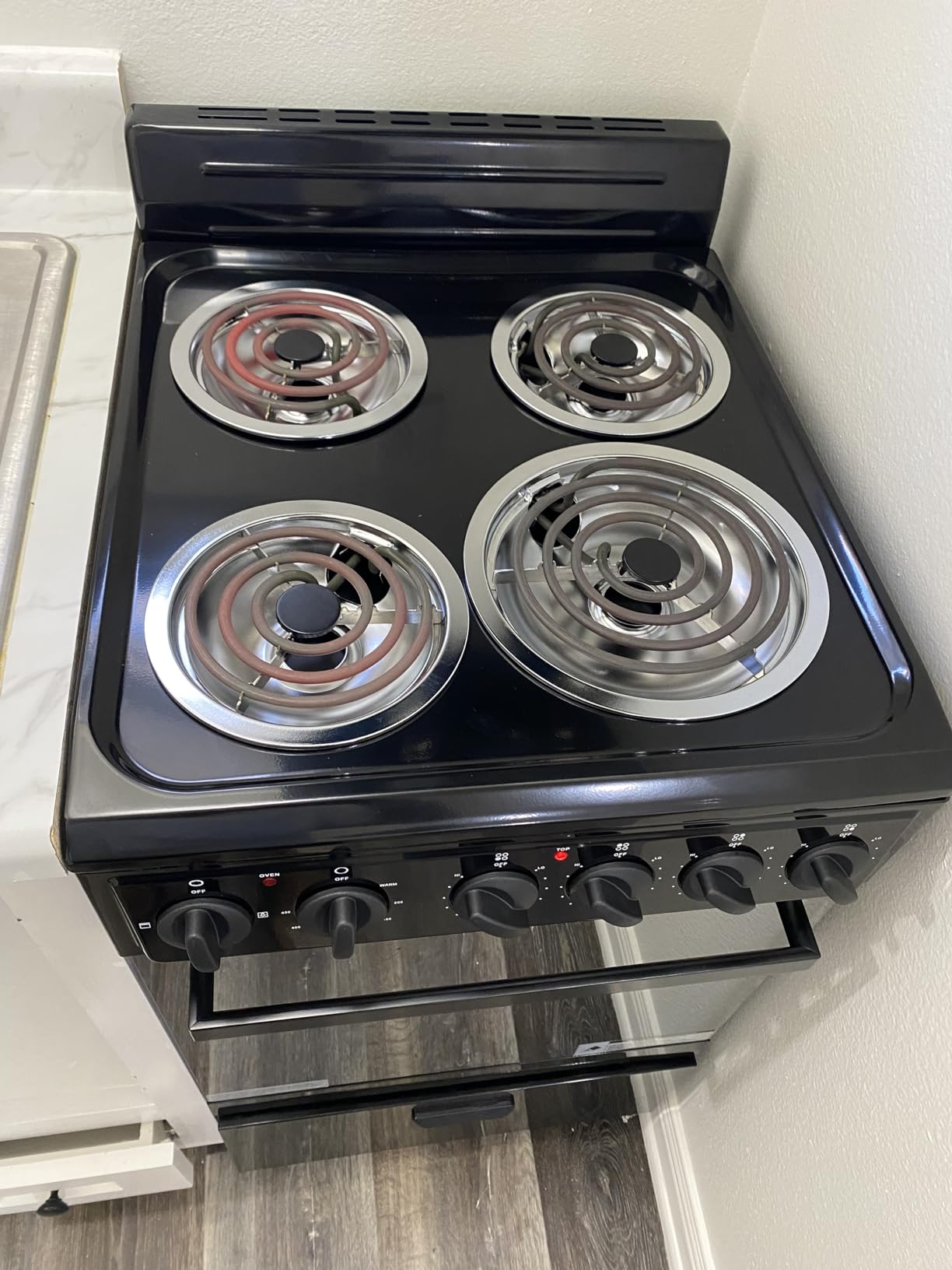Premium LEVELLA 20 in. 2.2 cu. ft. 4-Burner Single Oven Electric Range with Storage Drawer in Black with Stainless Steel Door PRE2027GB customer photo 2