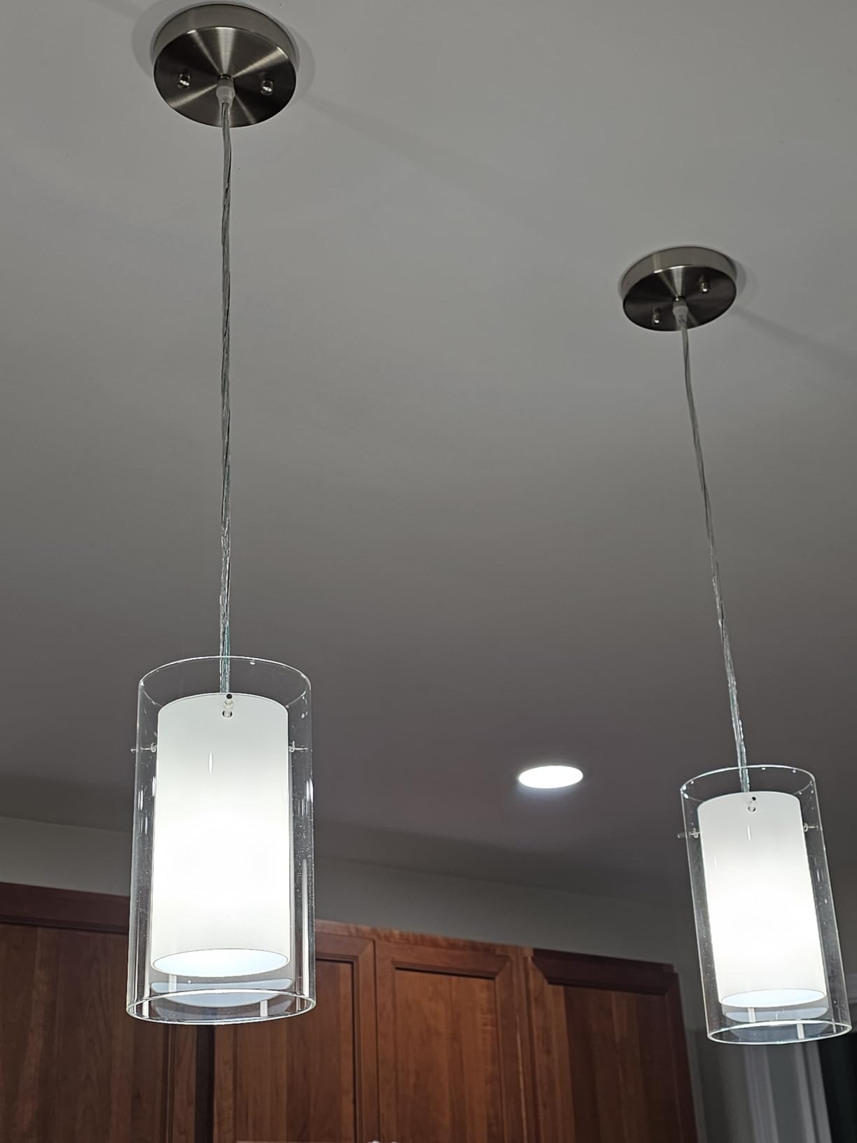 AKEZON Pendant Lights Kitchen Island 2 Pack, Brushed Nickel, Adjust Height customer photo 1