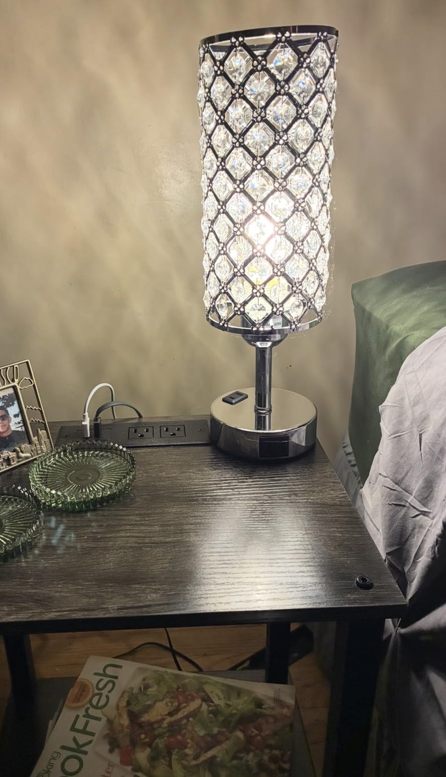TUTOTAK End Table with Charging Station, Side Table, Nightstand customer photo 2