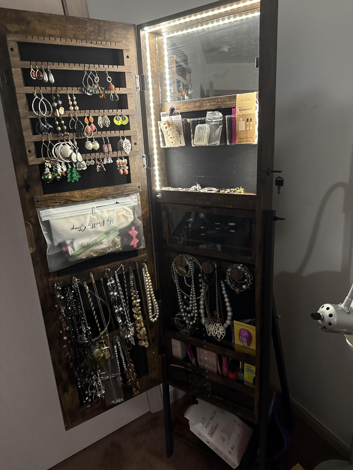 CHARMAID Standing Jewelry Armoire with Full Length Mirror, Bottom Shelf customer photo 1