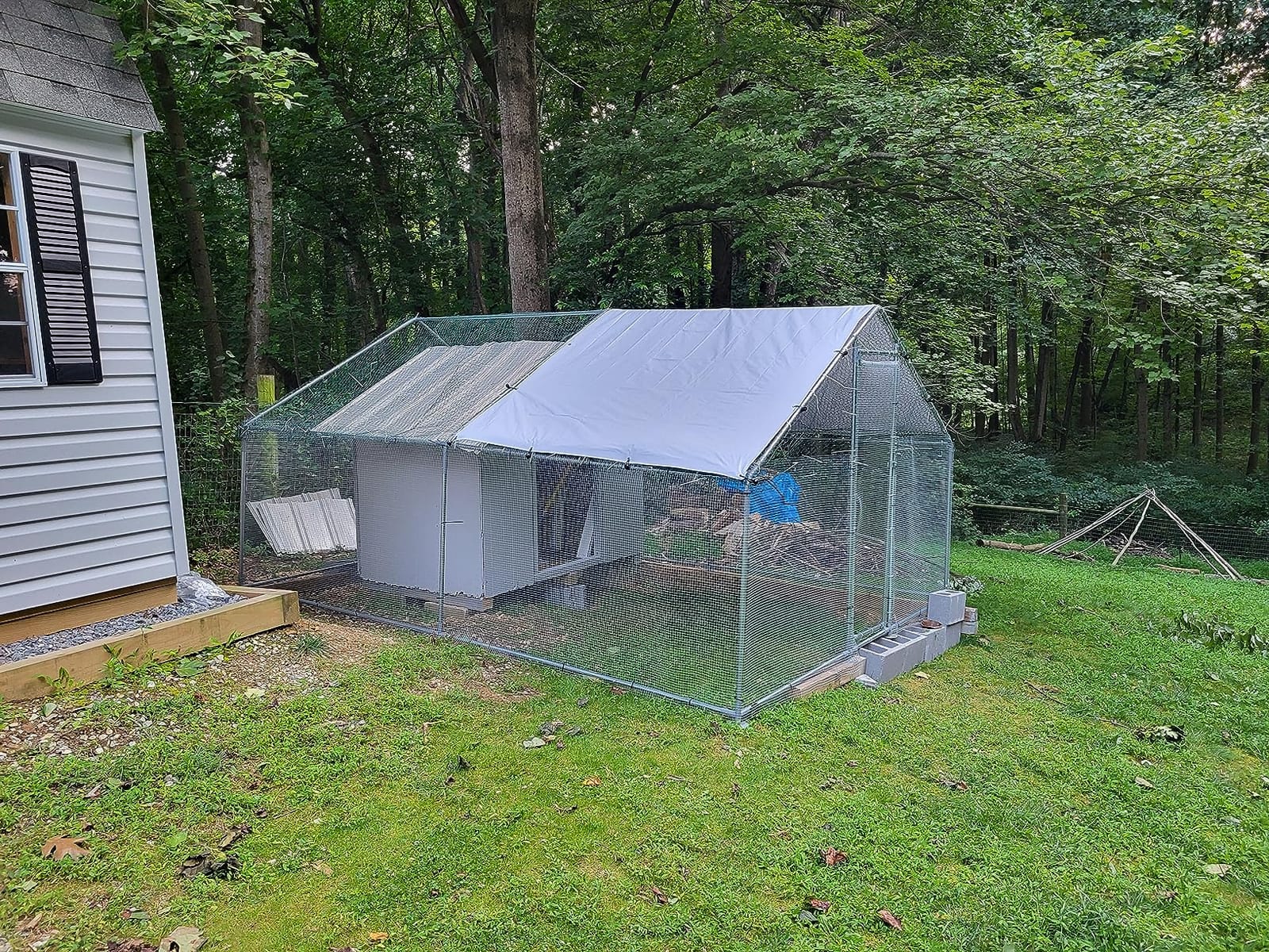 NUGRIART Large Metal Chicken Coop Walk-in Poultry Cage Hen Duck Run House with Waterproof & Anti-UV Cover Galvanized Rabbits Habitat Spire Shaped Cage for Outdoor Yard Farm Use customer photo 2