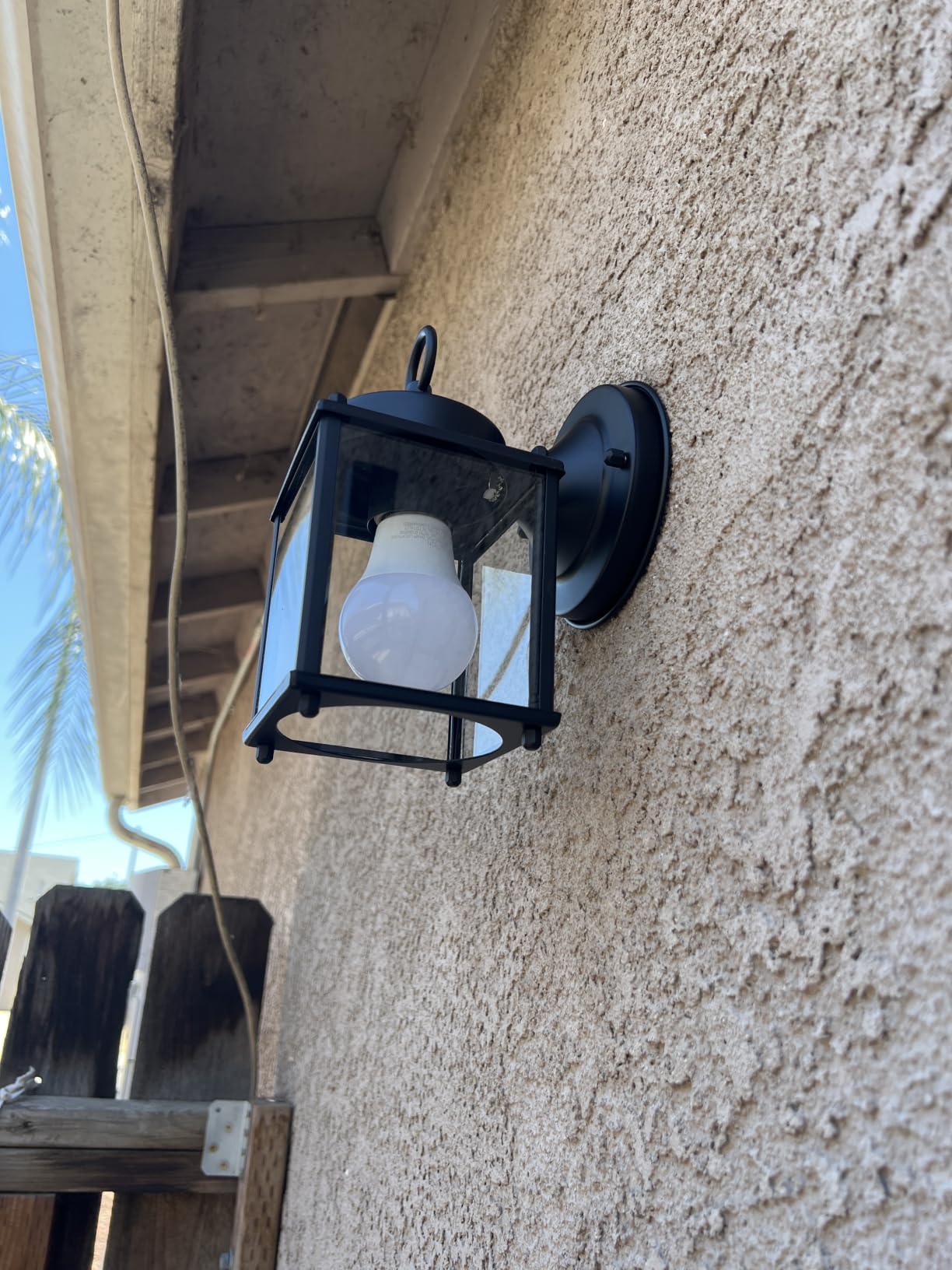 MATAMEYE Outdoor Wall Lantern, Exterior Waterproof Wall Sconce Light Fixtures, Black Front Door Wall Lighting with Clear Beveled Glass Shade, 2 Pack customer photo 2