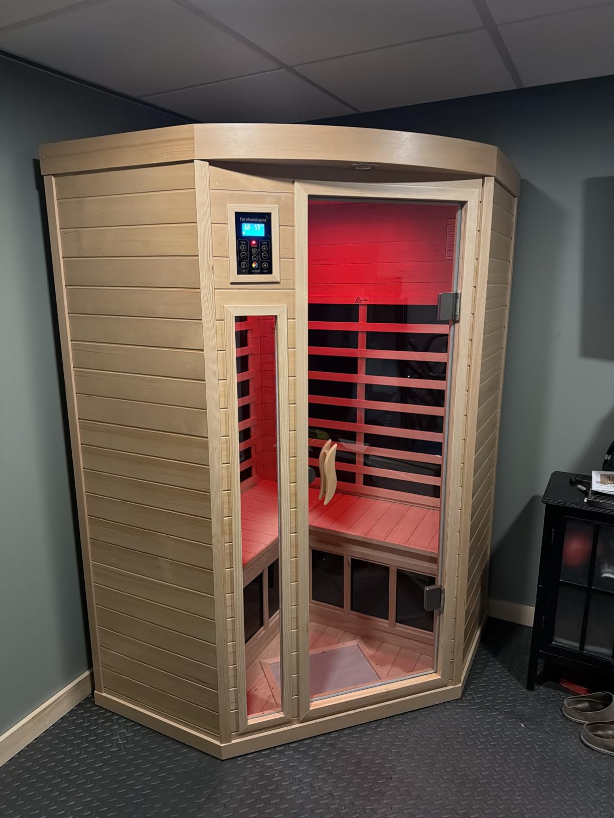 Infrared Sauna for Home, Mini 1 Person Infrared Sauna, Low EMF Indoor Sauna Spa, Canadian Hemlock, Control Panel, Rapid Heating, Right Side, 1050W customer photo 2