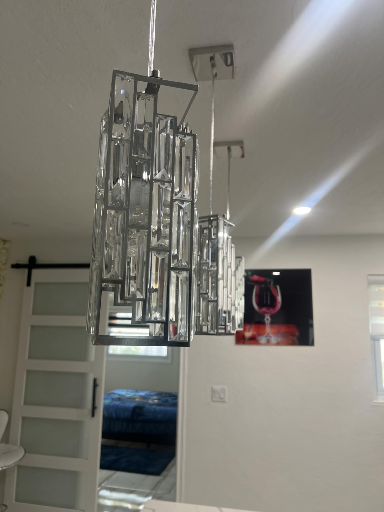 Black Pendant Lighting Modern Pendant Light, Mini Crystal Chandeliers,Adjustable Pendant Light Fixture for Kitchen Island Dinning Room Bedroom (3 Pack) customer photo 2