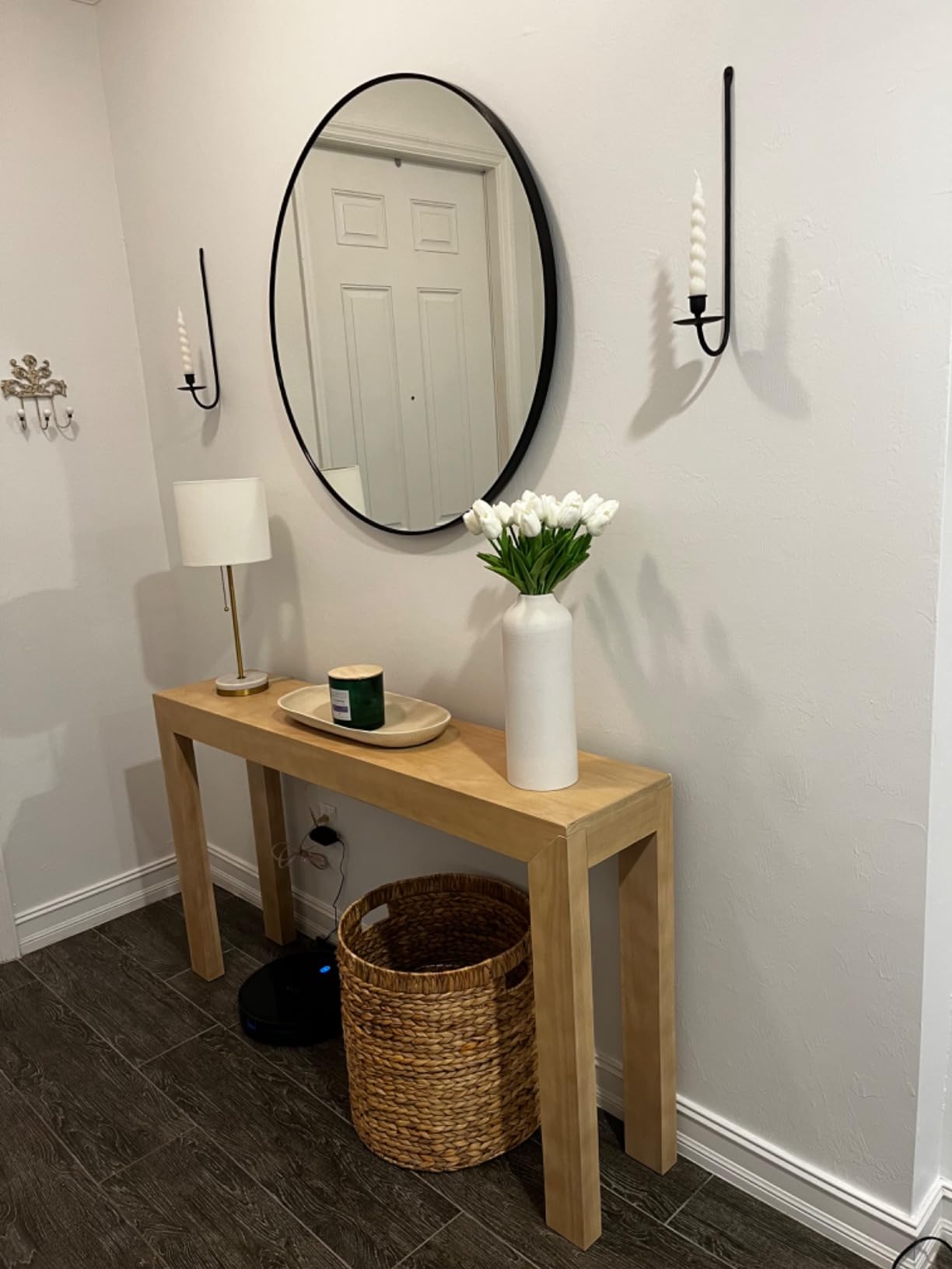 Itrue Round Metal Wall Mirror, 12 Inch, Black Frame Bathroom Mirror customer photo 1
