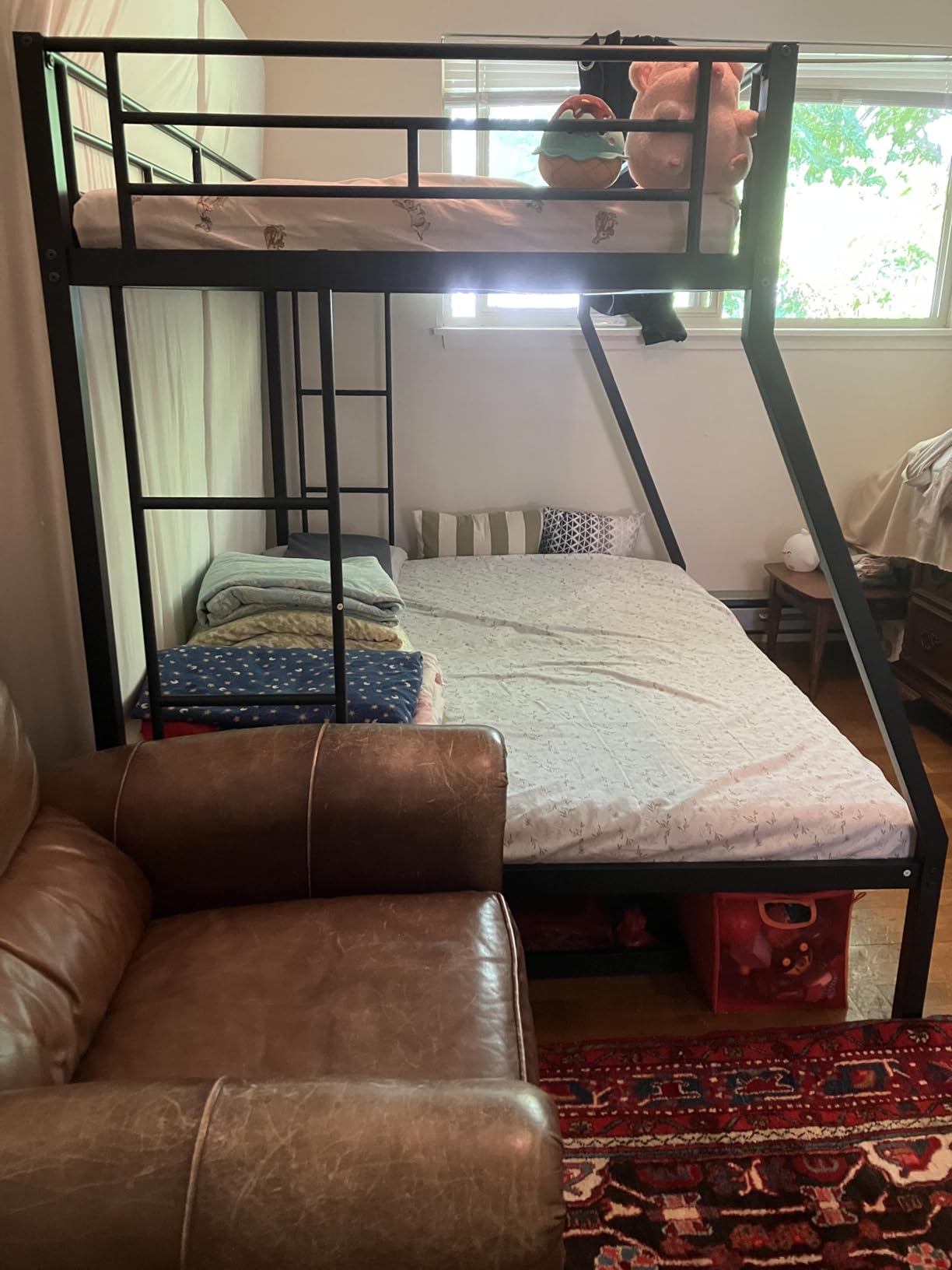 Giantex Twin Over Full Bunk Bed with Trundle, Heavy-Duty Metal Triple Bunk Beds w/Two Side Ladders & Safety Guard Rail, 3 in 1 Bunk Beds for Kids Teens, No Box Spring Needed, Black customer photo 1