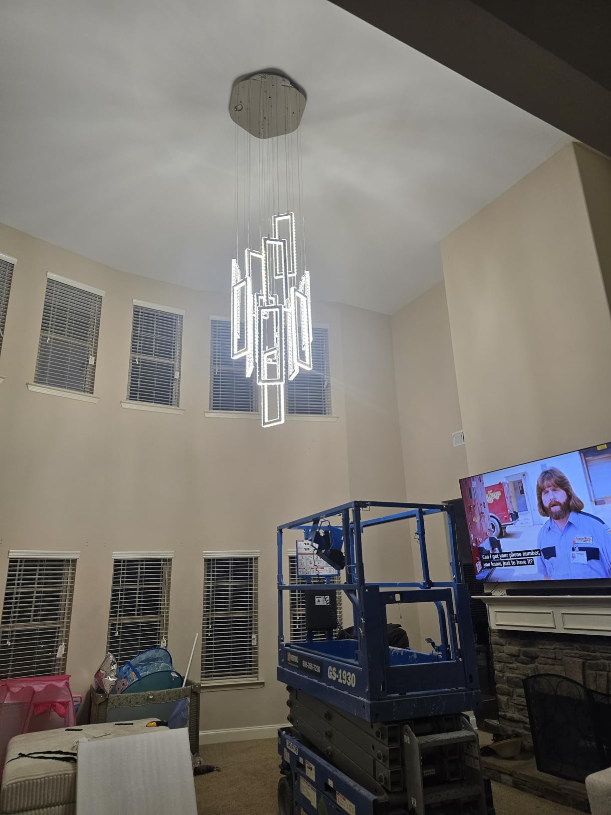 ykolupty Modern Led Gold Chandelier Adjustable 6 Rings Crystal Chandelier for Living Room Foyer Stairwell Lighting High Ceiling Lamp Dimmable 2700K-6000K customer photo 2