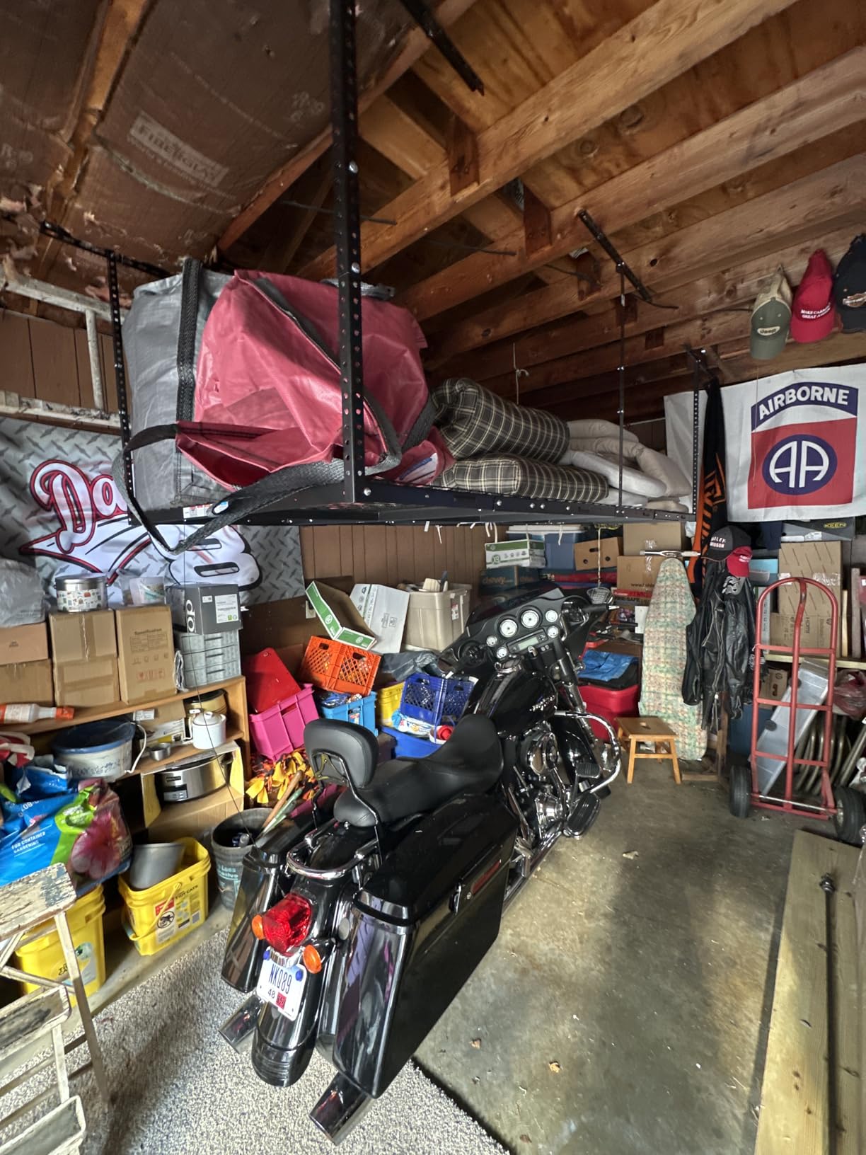 4x8ft Overhead Ceiling Garage Storage Rack, 750LBS Capacity, Black customer photo 1