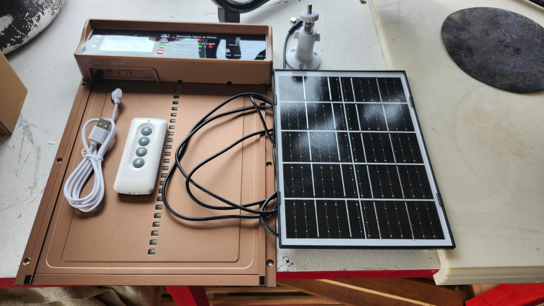 Asfrost Automatic Chicken Coop Door Solar Powered Automatic Chicken Door with Timer & Light Sensor, Anti-Pinch, Durable Aluminum Auto Chicken Door, Charge with 7W Solar Panel & USB - Orange customer photo 1