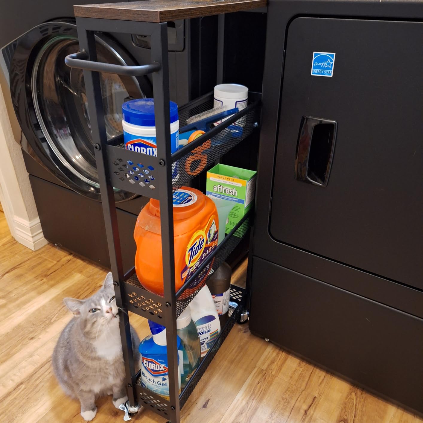 XYZLVSI Utility Slim Storage Cart, 4 Tier Kitchen Narrow Shelf on Wheels customer photo 1