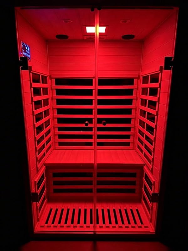 Smart Indoor Home Sauna 0-5mG Ultra Low Emf Far Infrared Sauna 2-3 Person, 1520w Hemlock Wooden Saunas Room with APP & LCD Control Panel, Bluetooth Speaker, Chromotherapy Lights, Thermal Cover customer photo 1
