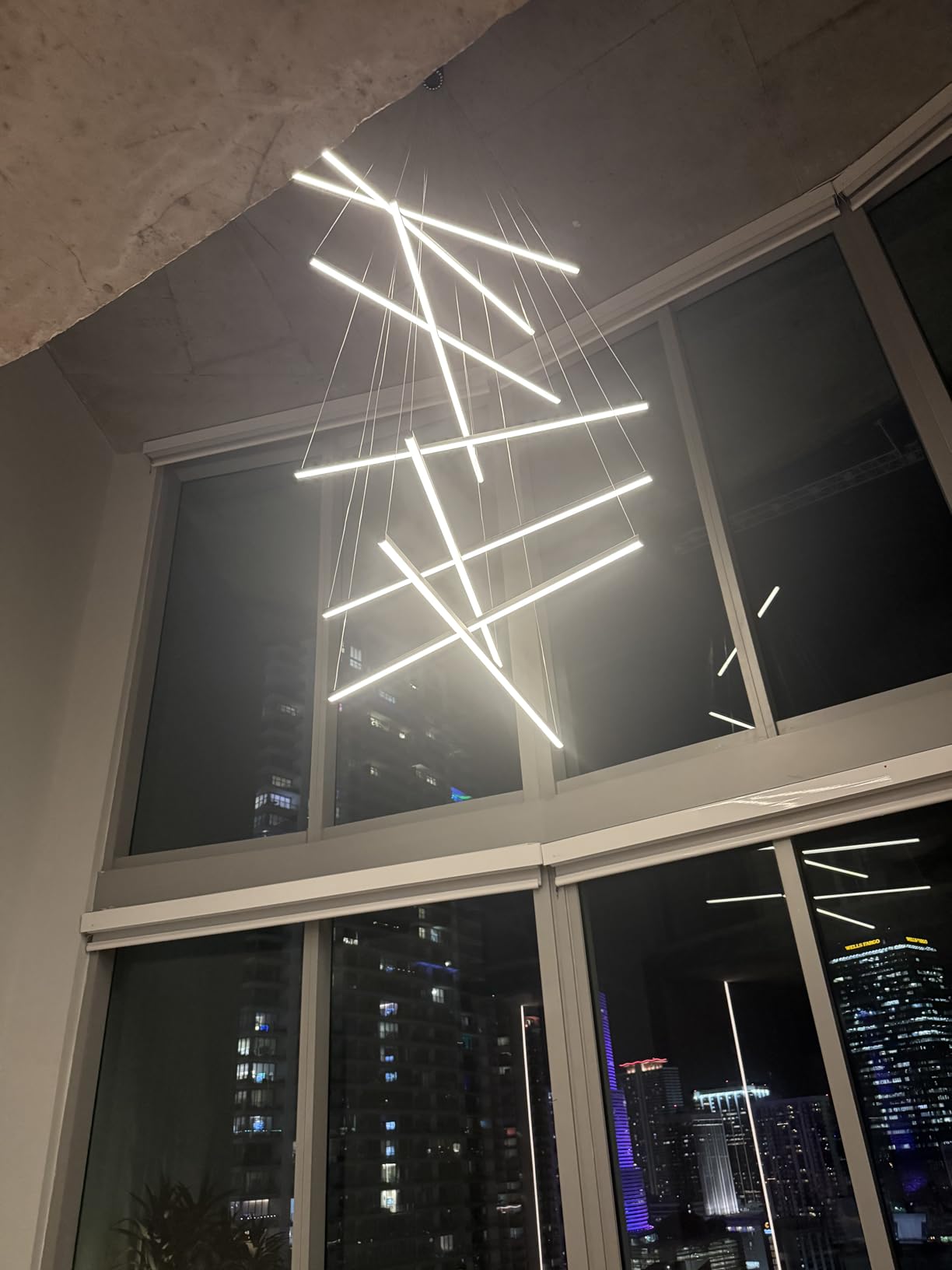 JAYMP Modern LED Chandeliers Dimmable Pendant Light Fixture 9 Lights for High Ceiling Living Room Dining Room Staircase Restaurant Sputnik Floating Sculptural Art Hanging Lamp (Black, 47.2inch) customer photo 1