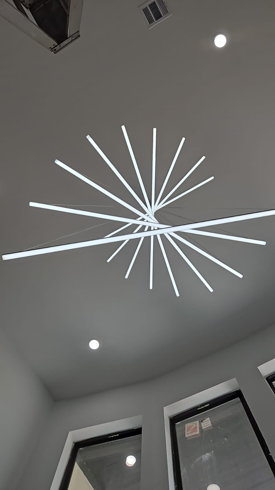 JAYMP Modern LED Chandeliers Dimmable Pendant Light Fixture 9 Lights for High Ceiling Living Room Dining Room Staircase Restaurant Sputnik Floating Sculptural Art Hanging Lamp (Black, 47.2inch) customer photo 2