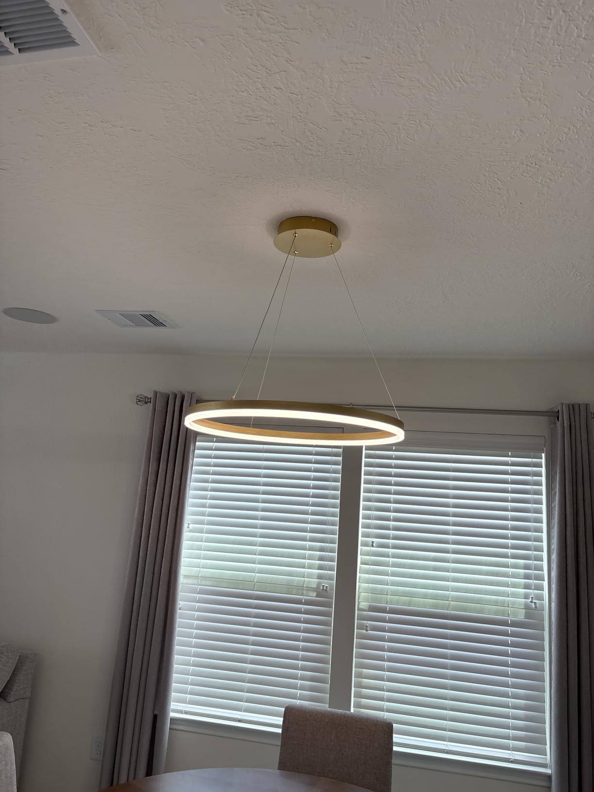 5-Rings D31.5in Modern LED Chandelier Gold Dimmable High Ceiling Chandeliers Foyer with Remote Control for Entryway Living Room Dining Room Staircase, 3000K-6500K customer photo 2