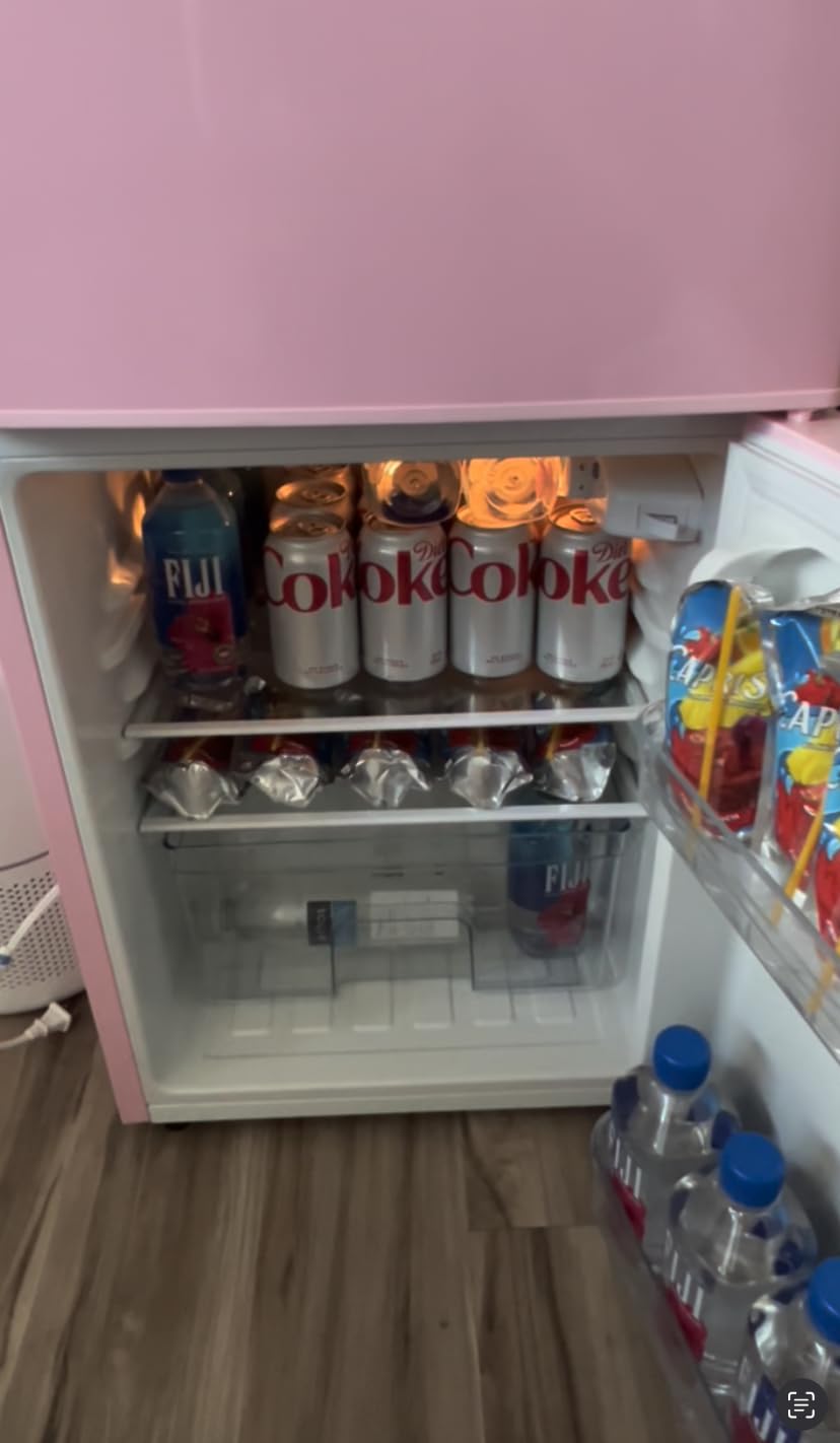Saeoola 3.2 Cu.Ft Mini Fridge with Freezer for Dorm, 2 doors, Compact, Pink customer photo 2