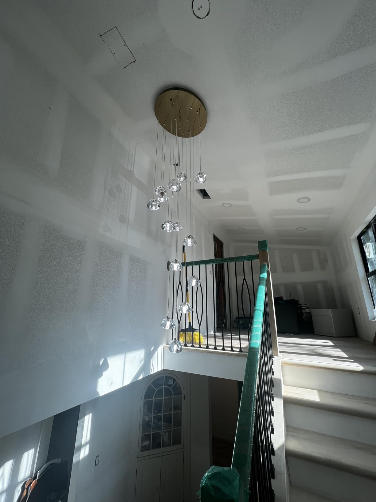 HAIXIANG LED Glam Chandelier 118 inches Long Light Luxury Crystal Ceiling Chandeliers Remote Dimmable High Ceiling Pendants Lighting Fixtures Black 15 Lights customer photo 2