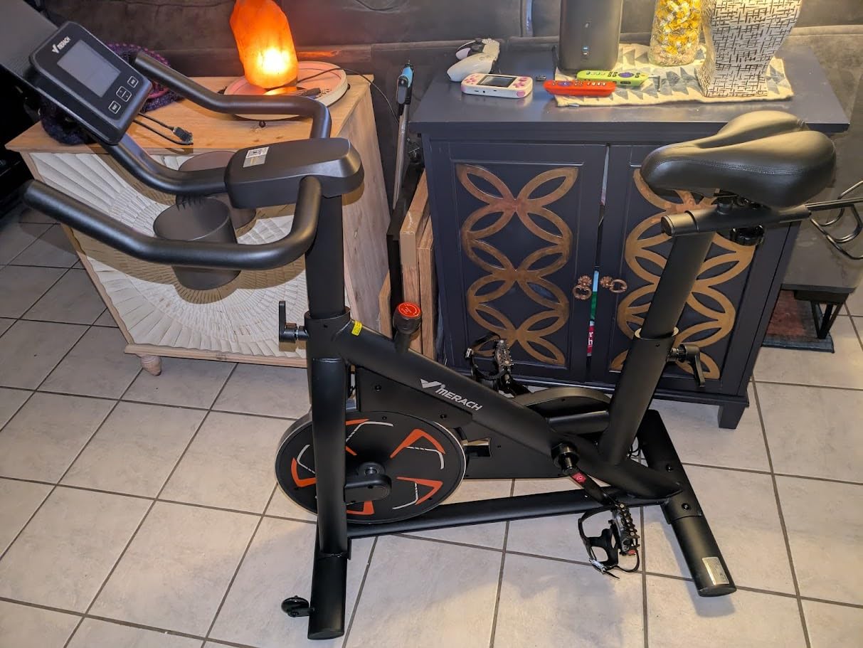 MERACH Exercise Bike, Magnetic Friction Stationary Bike for Home with APP customer photo 1