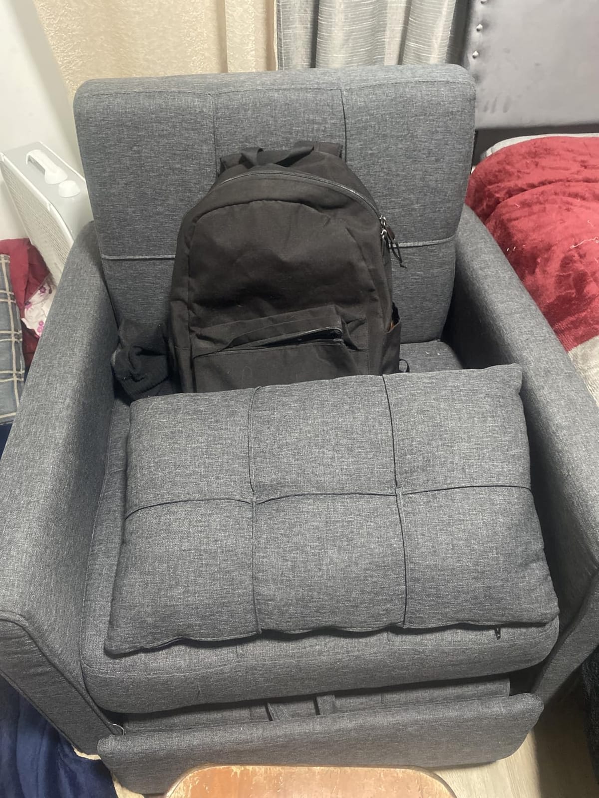 Ahomly Convertible Sofa Chair Bed, 3-in-1 Linen Pull Out Chair, Dark Gray customer photo 1
