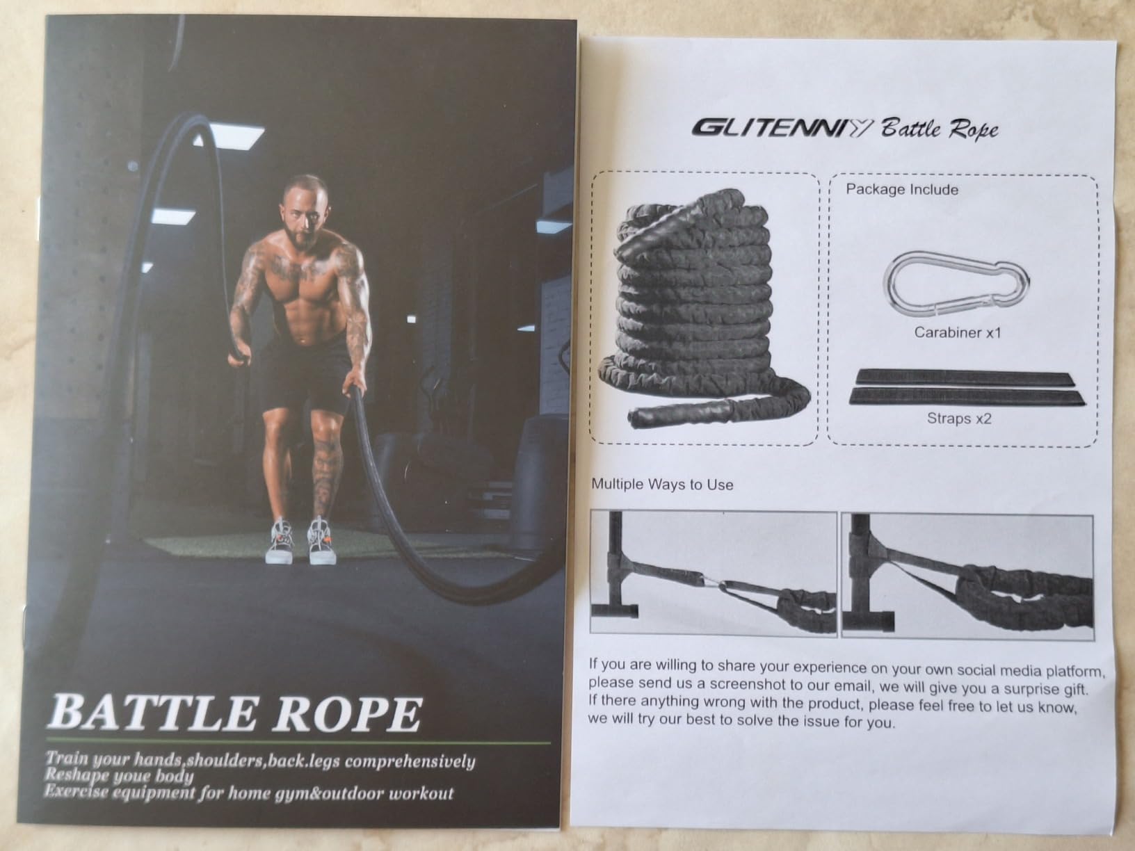 Battle Ropes Black Workout Rope 1 inch Battle Ropes for Home Gym 30ft Exercise Ropes for Working Out Heavy Ropes for Exercise Training Weighted Rope Weighted Workout Rope Battle Rope customer photo 2