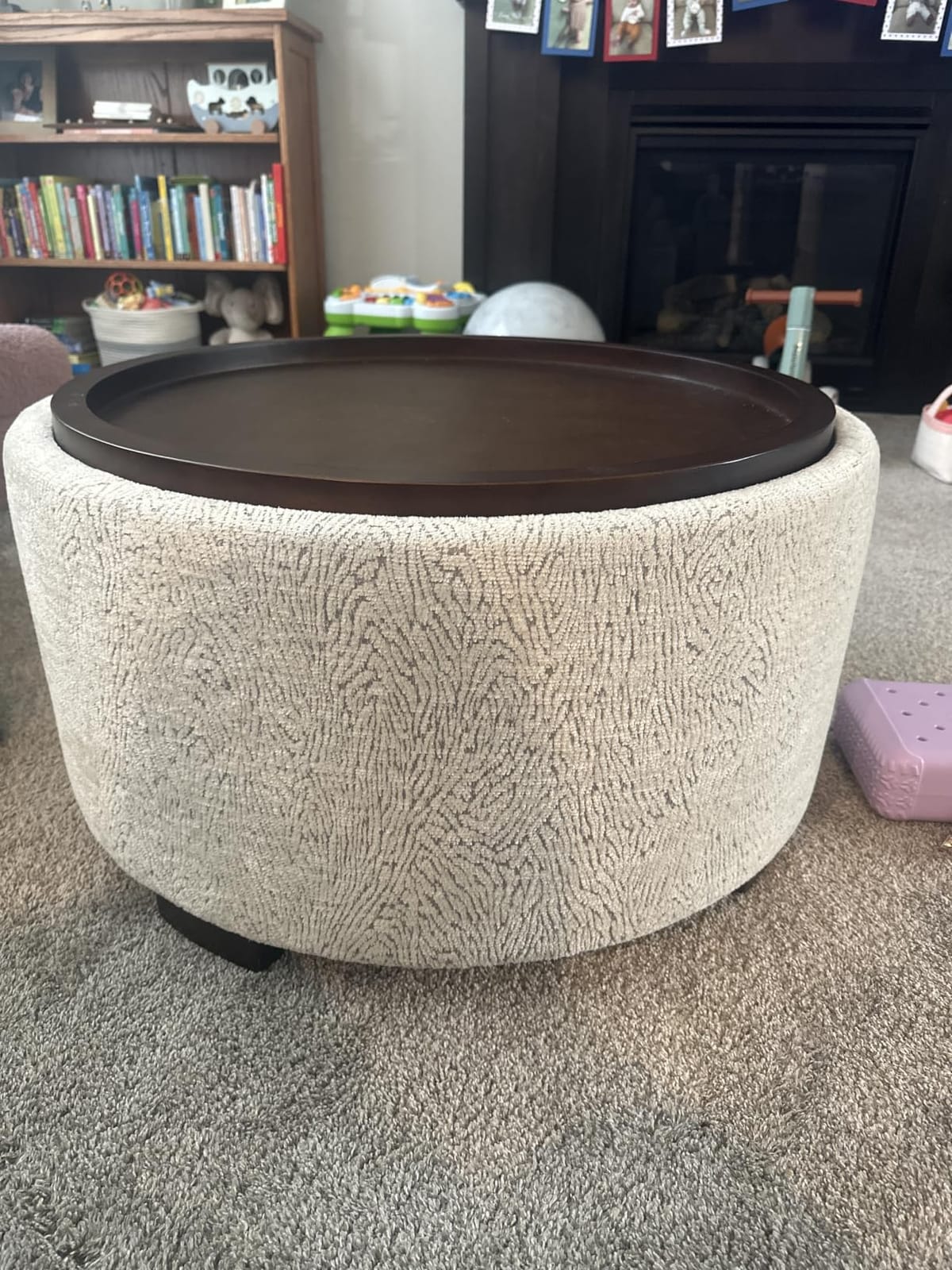 Zihanhome 30 Inch Round Storage Ottoman, Ottoman Coffee Table with Lift Off Lid, Boucle Modern Ottomans with Storage for Living Room, Bedroom, Apartments (Beige) customer photo 2