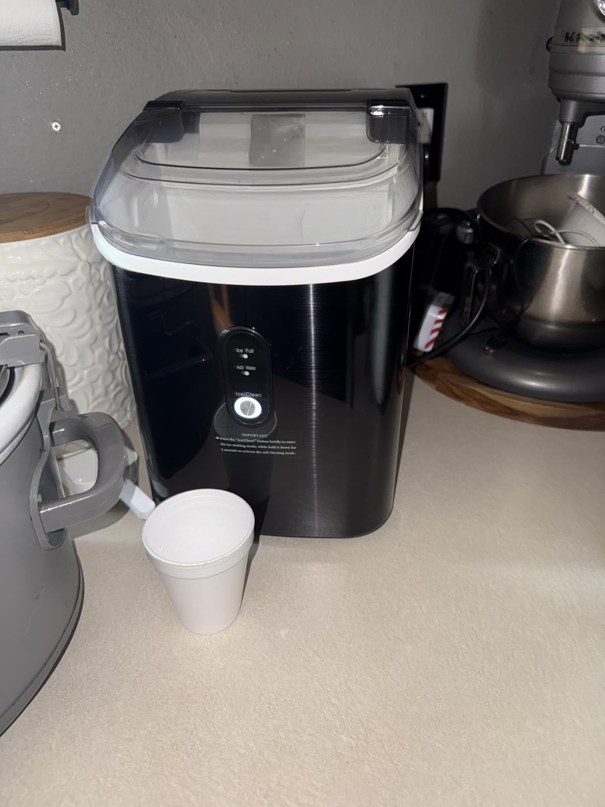 Antarctic Star Nugget Ice Maker Countertop with Soft Chewable Ice, Portable Sonic Ice Maker with Basket and Scoop, Removable Top Cover, Auto-Cleaning for Home/Party/RV/Camping (Stainless Steel Black) customer photo 2