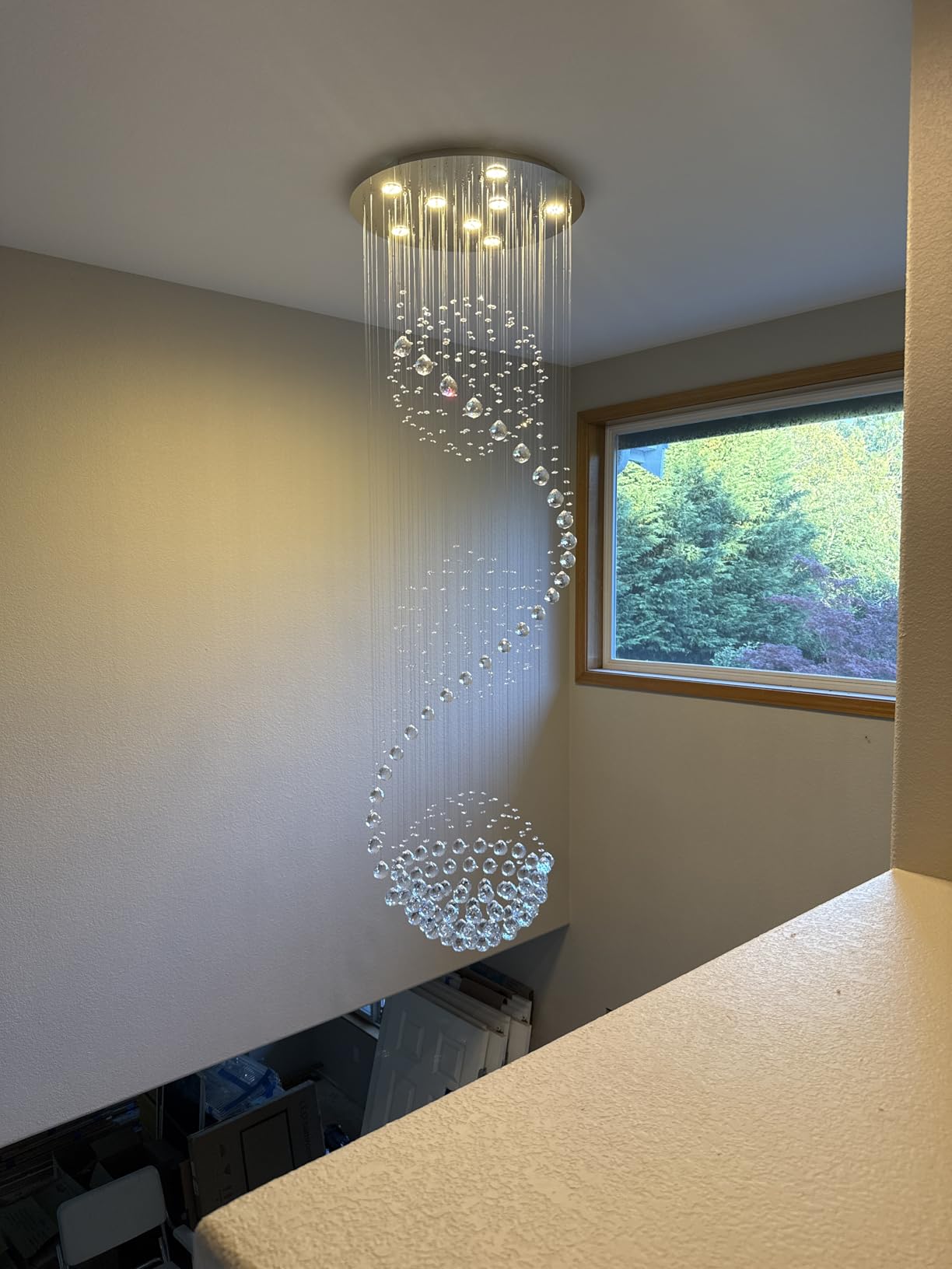 D24'' x H78'' Crystal Chandelier for Entryway High Ceiling Chandeliers Glam Chandelier Modern Large Raindrop Chandeliers LED Dimmable Light Fixtures for Staircaes Foyer Living Room Gold customer photo 1