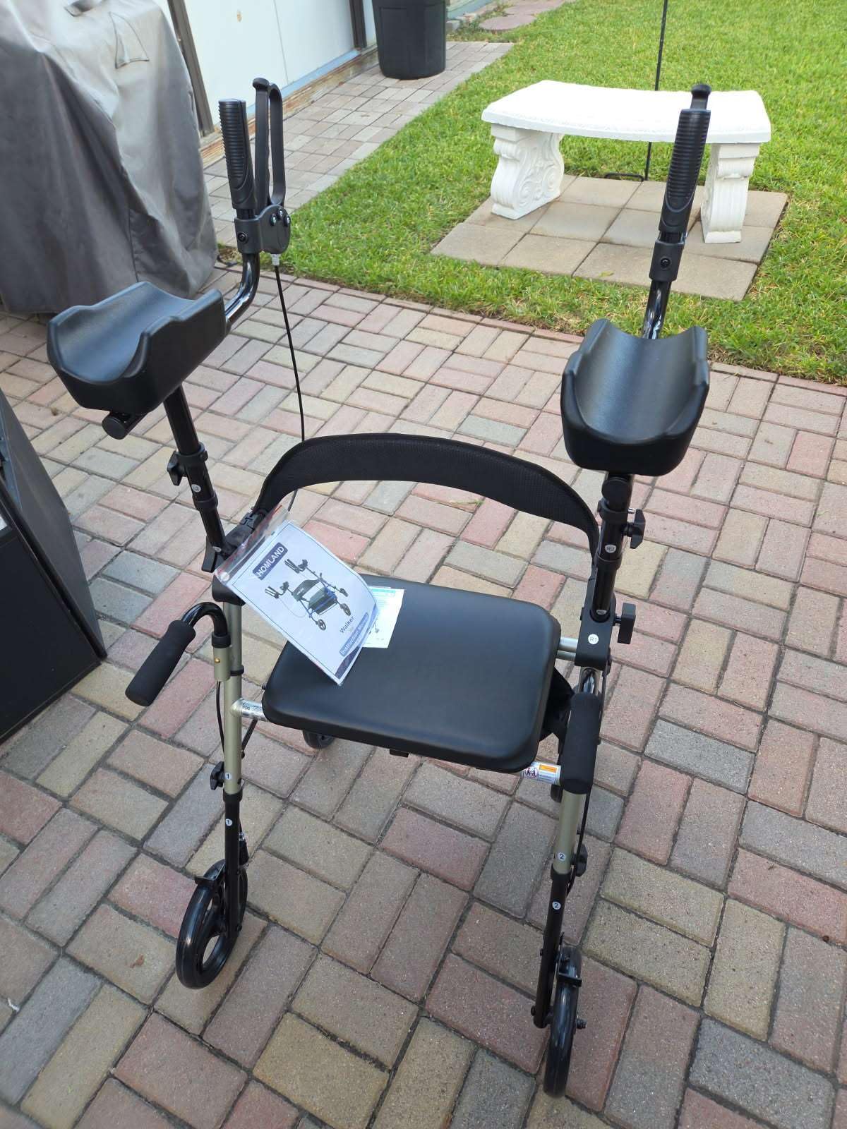 HOMLAND Upright Walker with Seat for Seniors, Adjustable Padded Armsupport customer photo 1