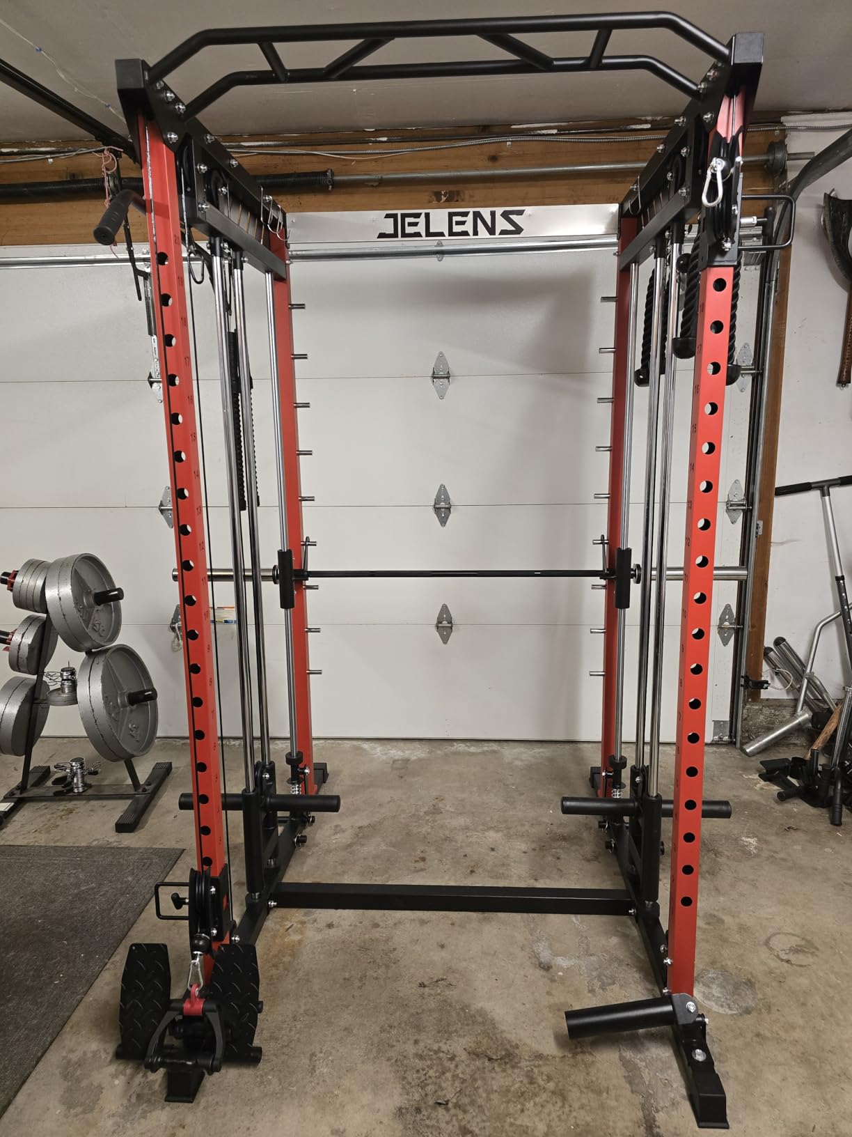 JELENS M21 Smith Machine, Multi-Function Power Cage with Dual Pulley Cable Crossover System, 2000LBS All-in-One Squat Rack with Smith Bar and Attachments customer photo 2