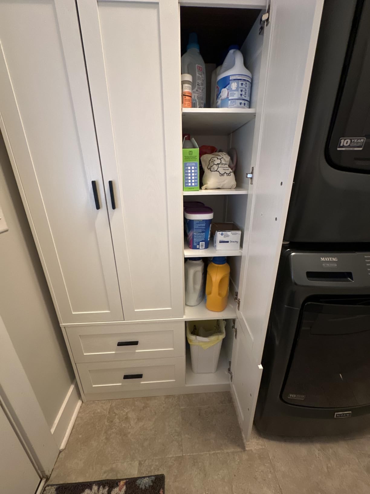 ANCTOR 3-Door Armoire Wardrobe Closet with 2 Drawers and Shelves, White customer photo 2