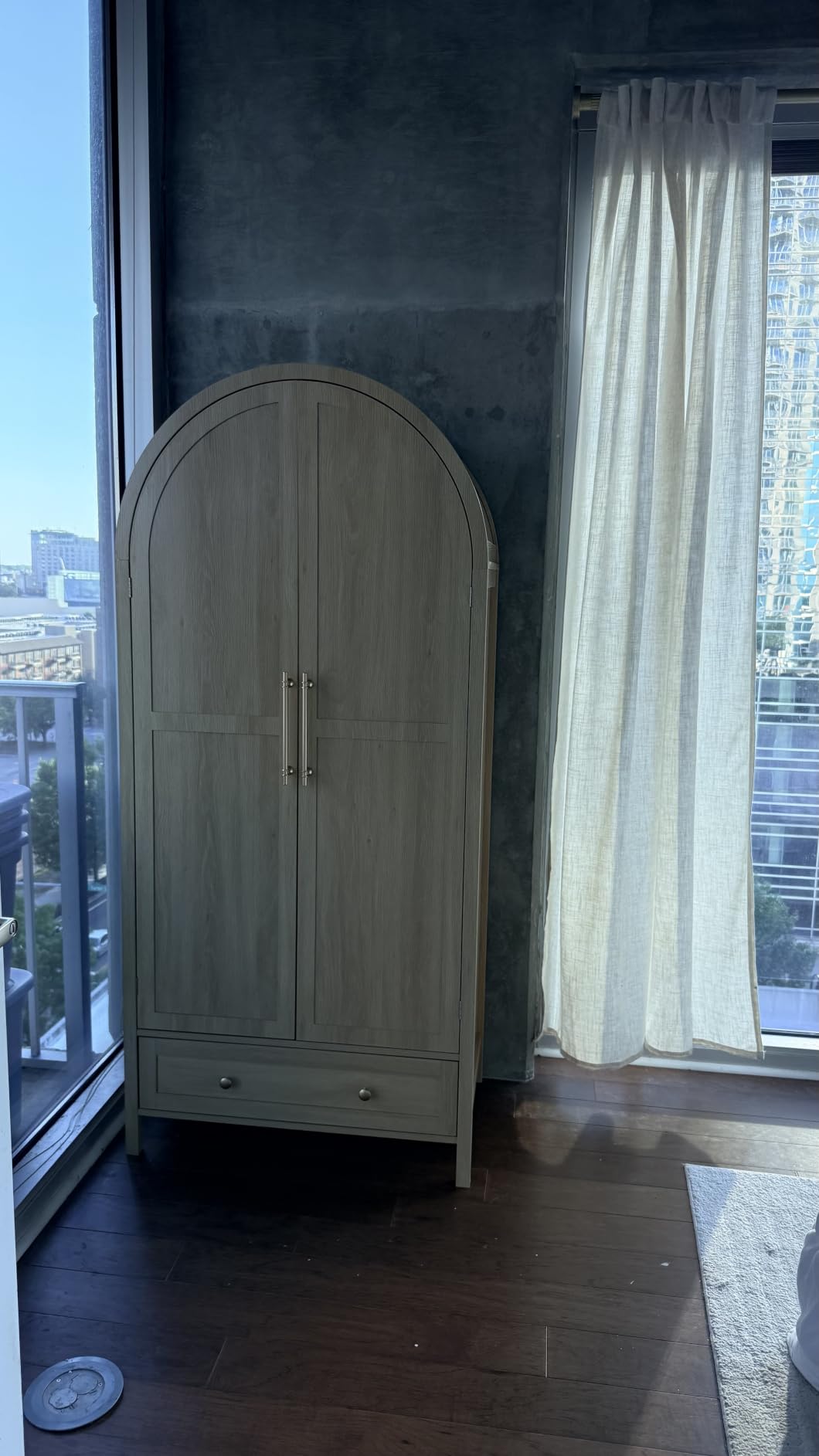 VINGLI Fluted Wardrobe Closet Armoire with Doors And Drawers, White Wardrobe Cabinet with Hanging Rack, Bedroom Closet Wood, Free Standing Armoire with Shelf and Solid Wood Legs, 31.5