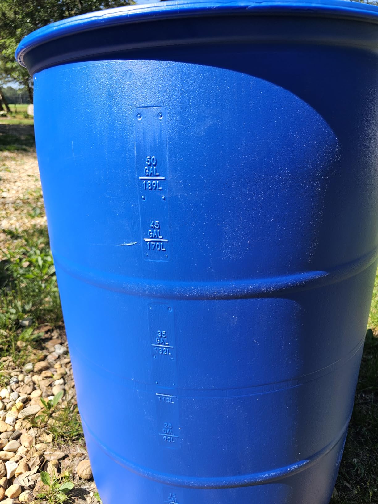 Bushman 55 Gallon Plastic Drum, Stackable Industrial Storage Barrel, Blue customer photo 2