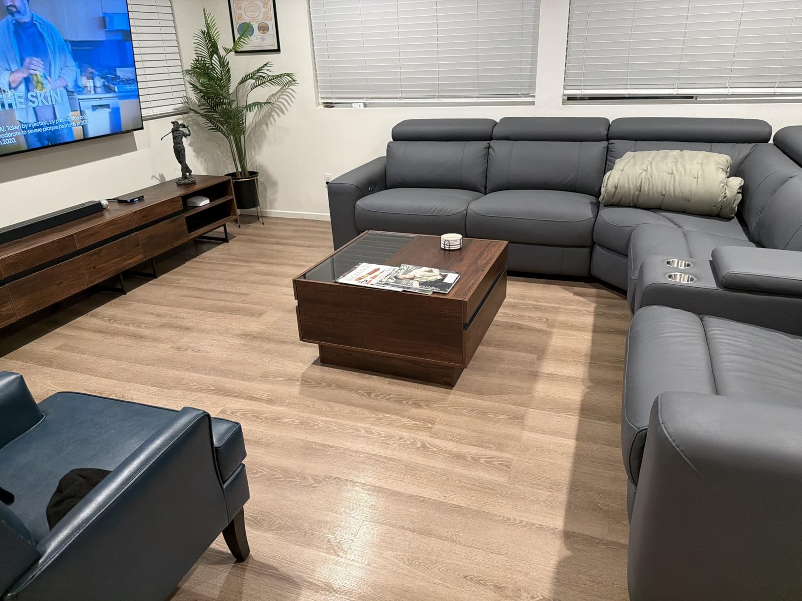 Power Reclining Sectional, Sectional Recliner, Leather Reclining Sectional customer photo 2