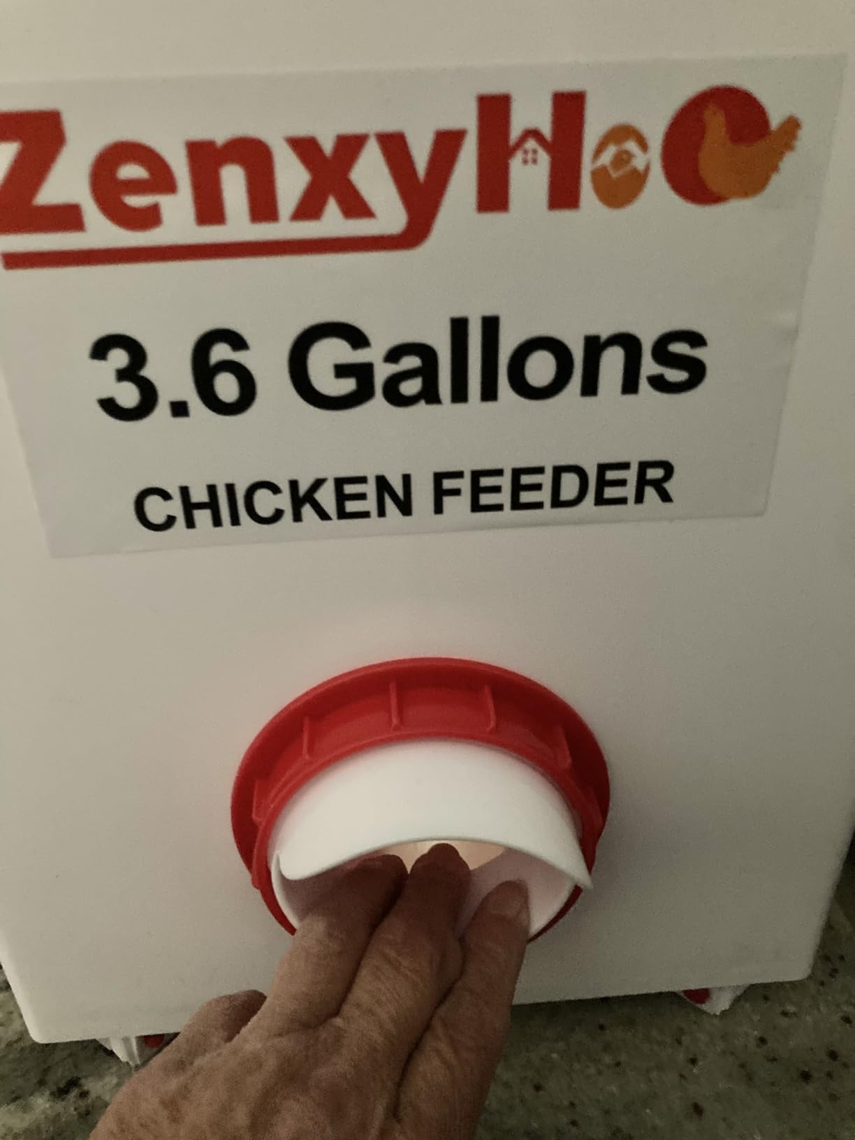 ZenxyHoC 3.6 Gal Chicken Feeder with 4 No-Waste Ports - 3 Height Adjustable customer photo 1