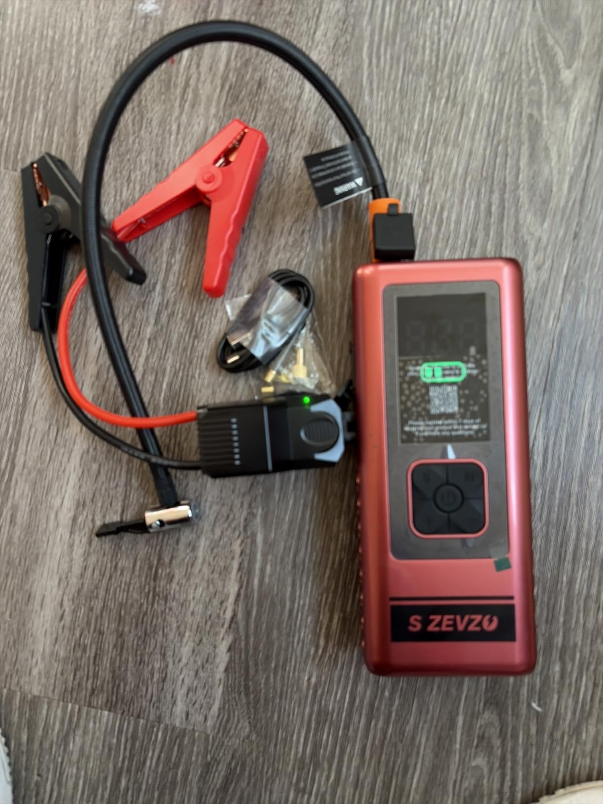 S ZEVZO Car Jump Starter with Air Compressor, 6000A 150PSI Jump Box Battery Pack(6.0 Gas/4.0L Diesel), Portable 12V Jump Box with Auto-Shutoff Tire Inflator, USB Ports, LCD Display & LED Light customer photo 2