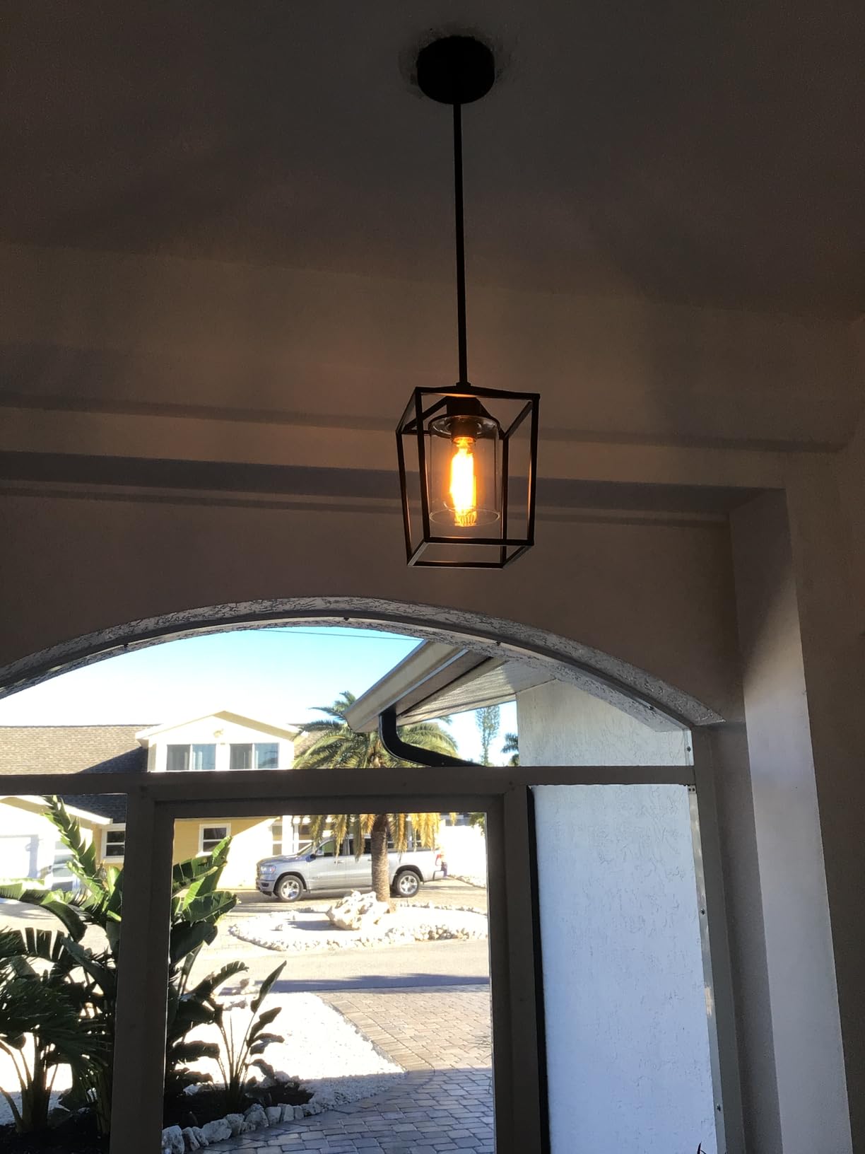 3 Pack Gold Pendant Lights, Modern Farmhouse Kitchen Pendant Lighting Over Island, Metal Cage Hanging Lights with Clear Glass Shade for Kitchen Island, Dining Room, Entryway, Hallway customer photo 1
