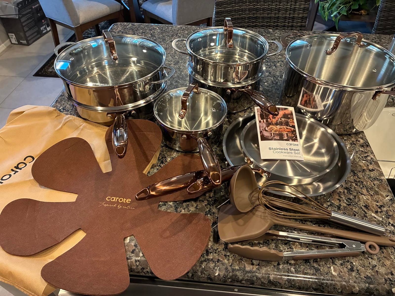 CAROTE 30 PCS Tri-Ply Stainless Steel Cookware Set Pots and Pans Set customer photo 2
