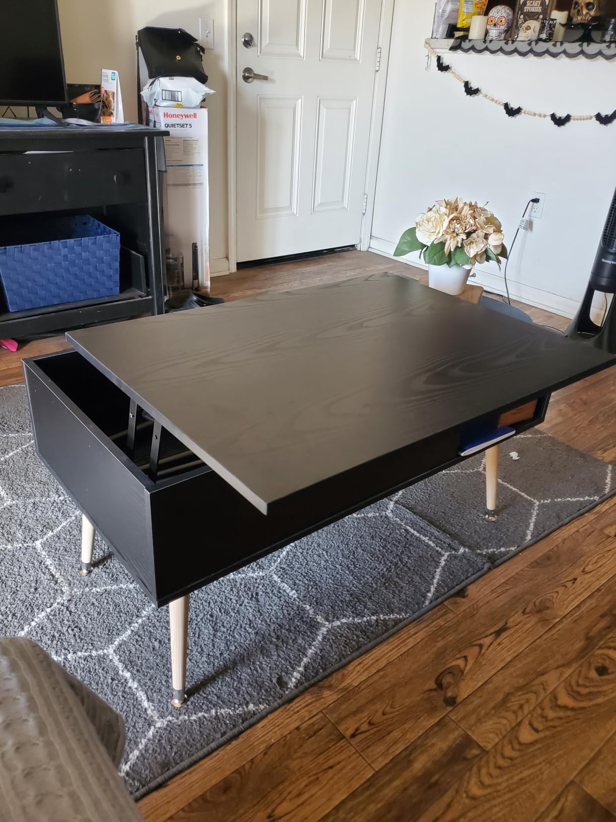 OLIXIS Coffee Table with Storage for Home Living Room Office, Black customer photo 2